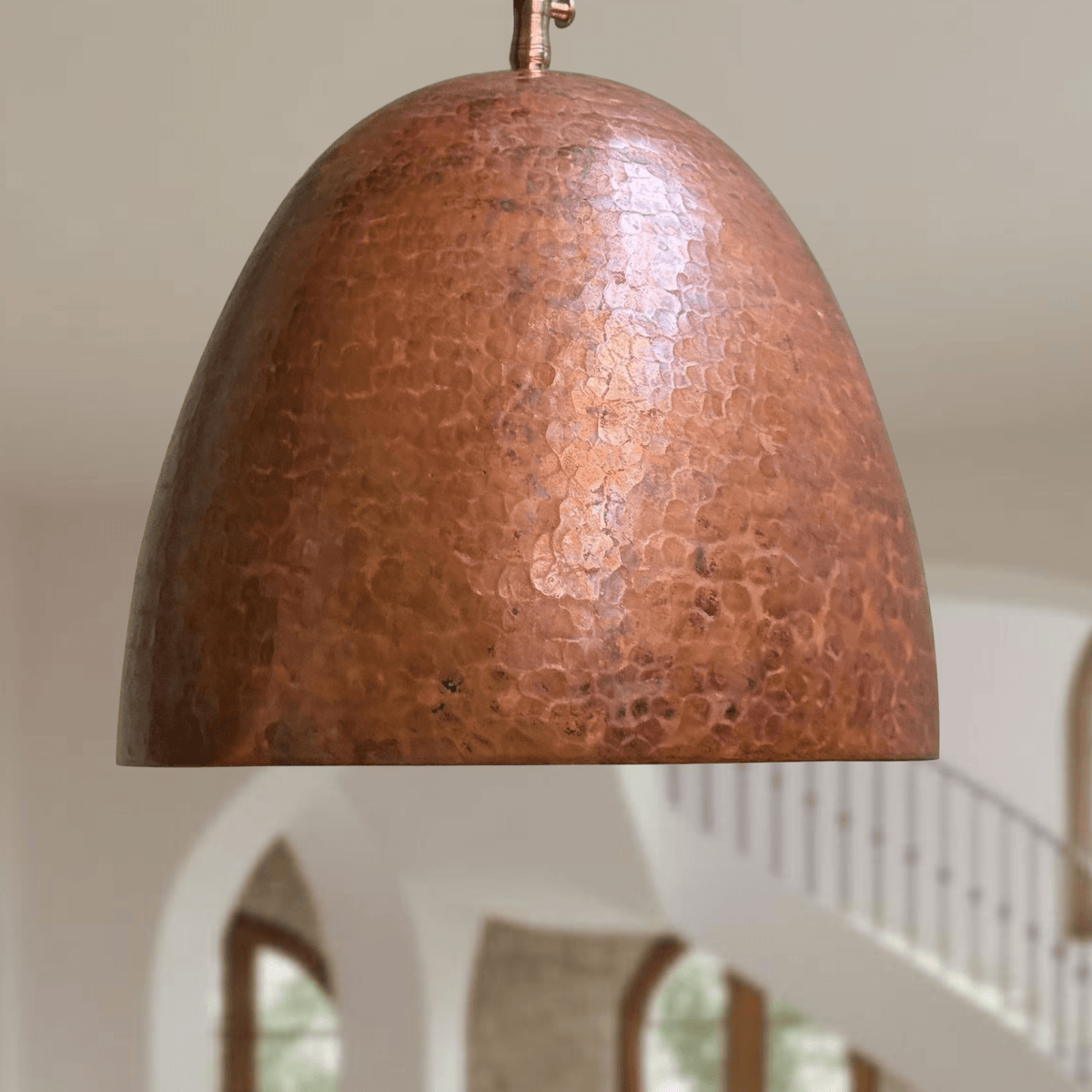 Hammered Rustic Copper Pendant – Dome Ceiling Light for Farmhouse Kitchens - handcrafted luxury for kitchen and bathroom interiors by Brooklyn Brass