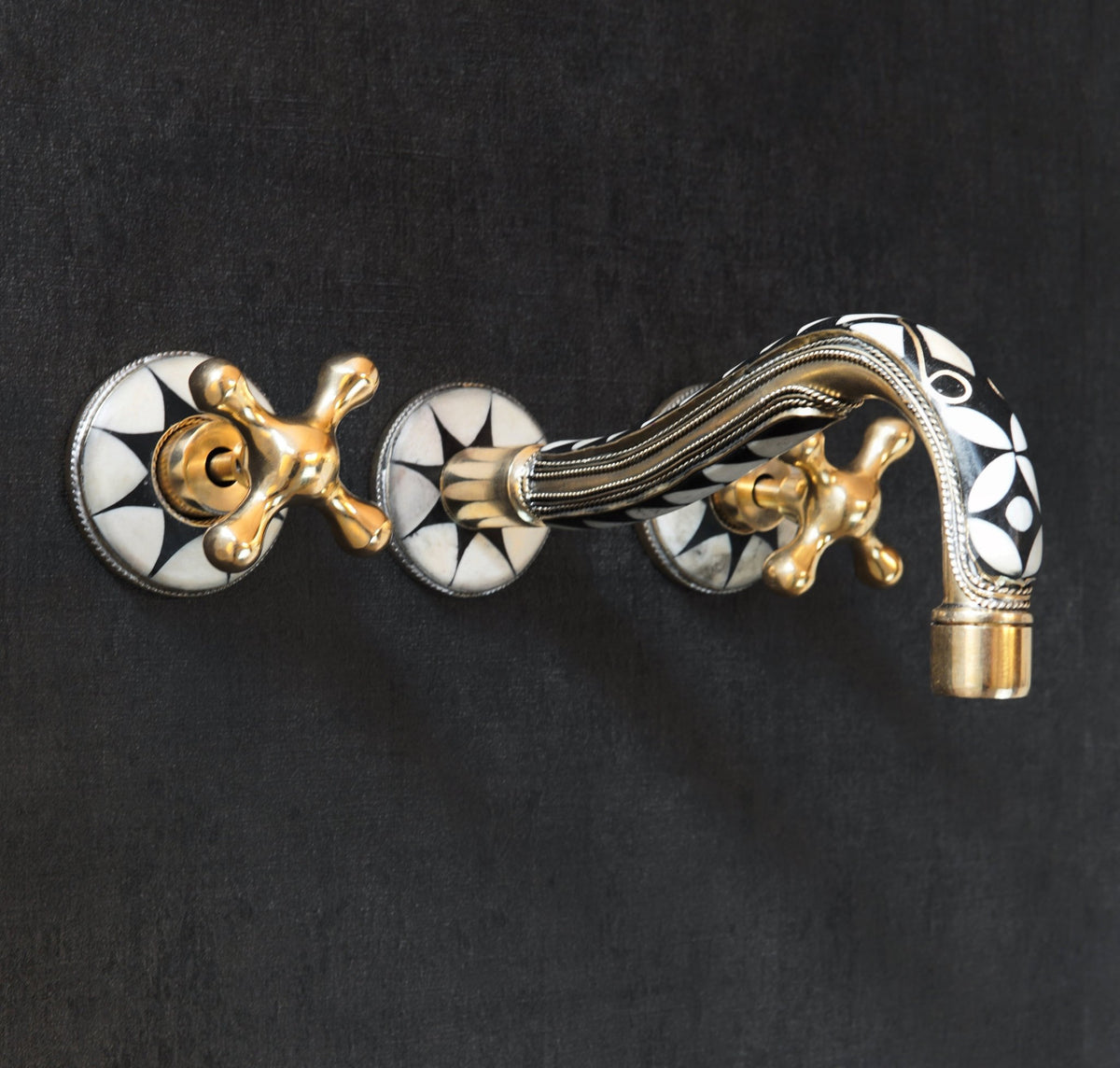 Handcrafted Wood and Brass Wall Mounted Faucet, Brass Resin Faucet for Bathroom - handcrafted luxury Bathroom Faucets for kitchen and bathroom interiors by Brooklyn Brass
