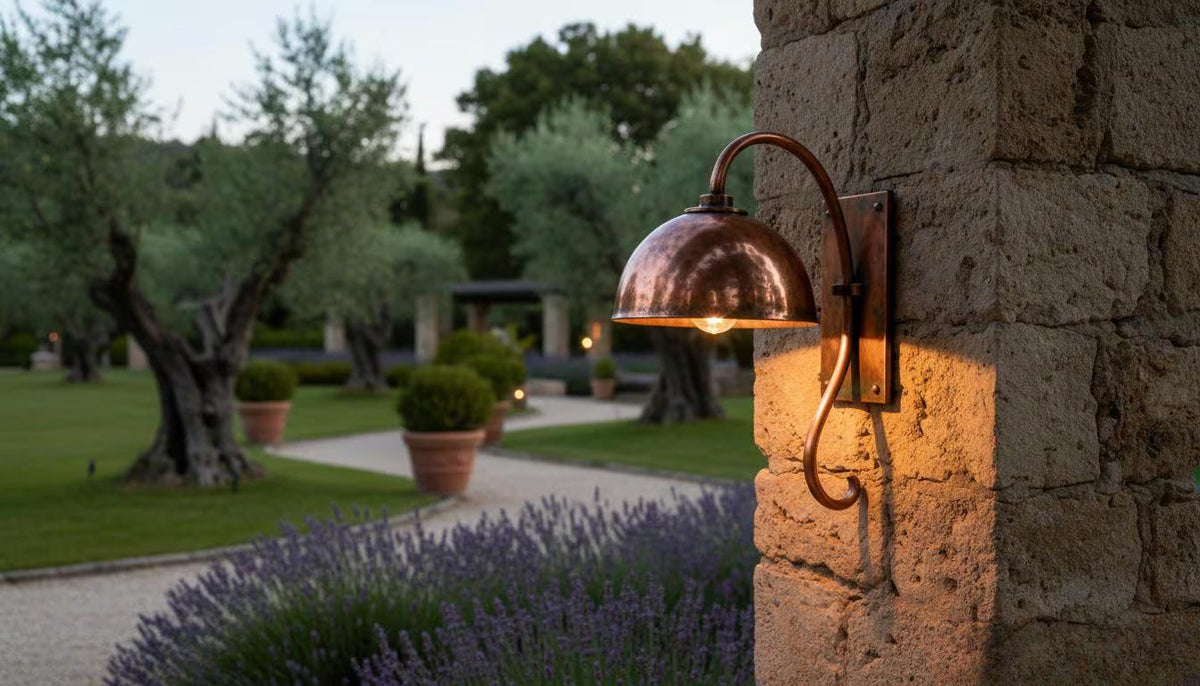 Handmade Copper Gooseneck Outdoor Wall Sconce – Farmhouse Patio Light - handcrafted luxury for kitchen and bathroom interiors by Brooklyn Brass