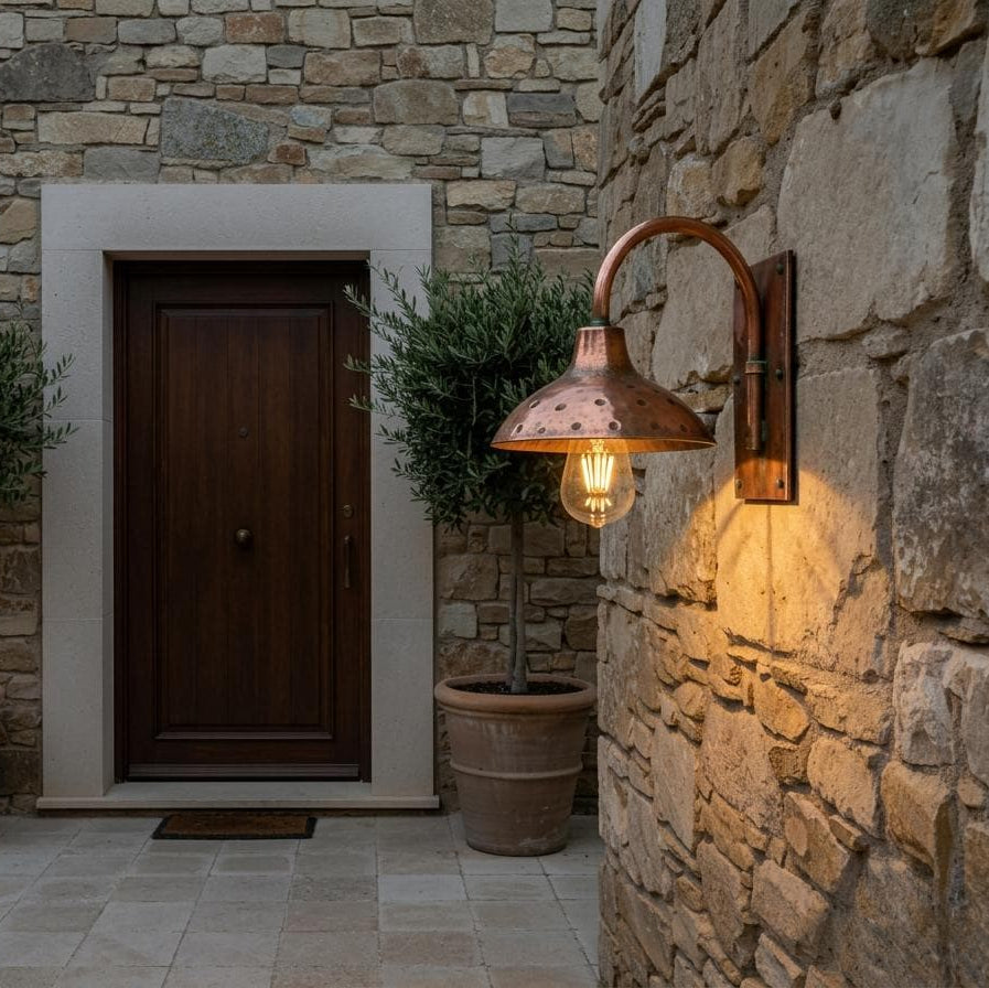 Handmade Copper Gooseneck Wall Sconce, Rustic Farmhouse Outdoor Light - handcrafted luxury for kitchen and bathroom interiors by Brooklyn Brass