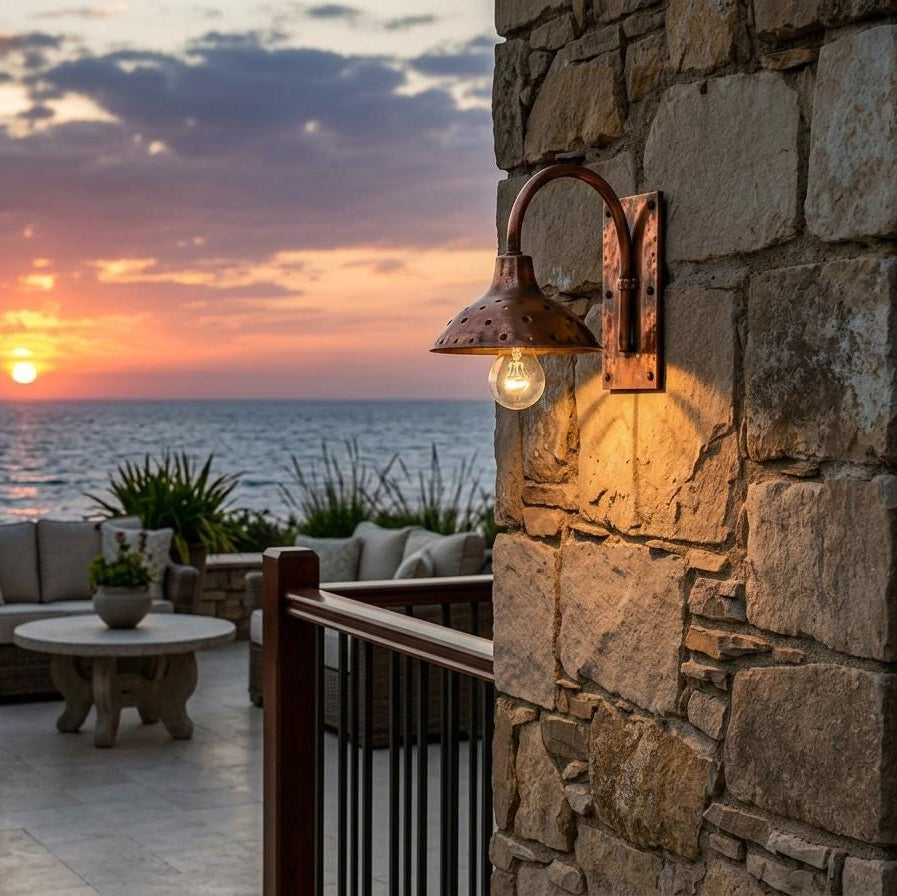 Handmade Copper Gooseneck Wall Sconce, Rustic Farmhouse Outdoor Light - handcrafted luxury for kitchen and bathroom interiors by Brooklyn Brass