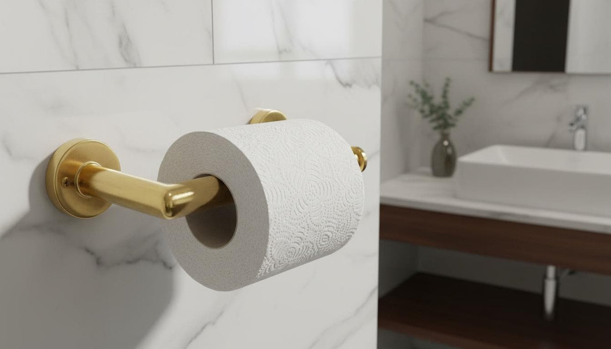 Handmade Solid Brass Toilet Paper Holder, Minimalist Modern Bathroom Accessory - handcrafted luxury for kitchen and bathroom interiors by Brooklyn Brass