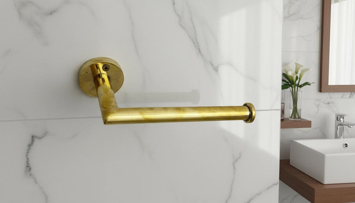 Handmade Solid Brass Toilet Paper Holder, Minimalist Modern Bathroom Accessory - handcrafted luxury for kitchen and bathroom interiors by Brooklyn Brass