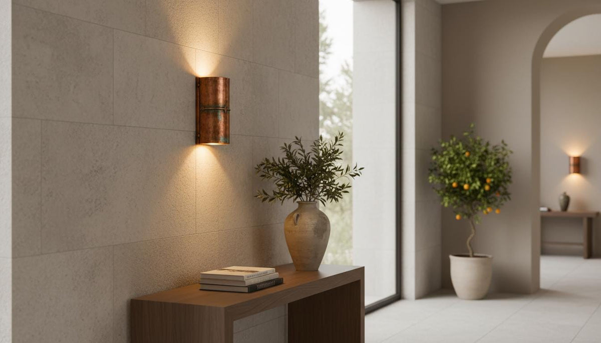 Copper Wall Sconce – Rustic Outdoor Up Down Architectural Light