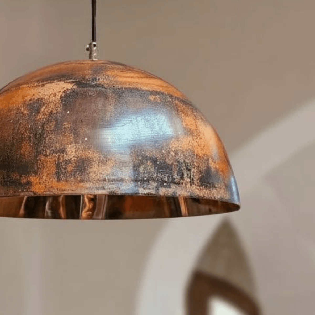 Oxidized Copper Dome Pendant – Rustic Ceiling Light for Farmhouse Kitchens - handcrafted luxury for kitchen and bathroom interiors by Brooklyn Brass
