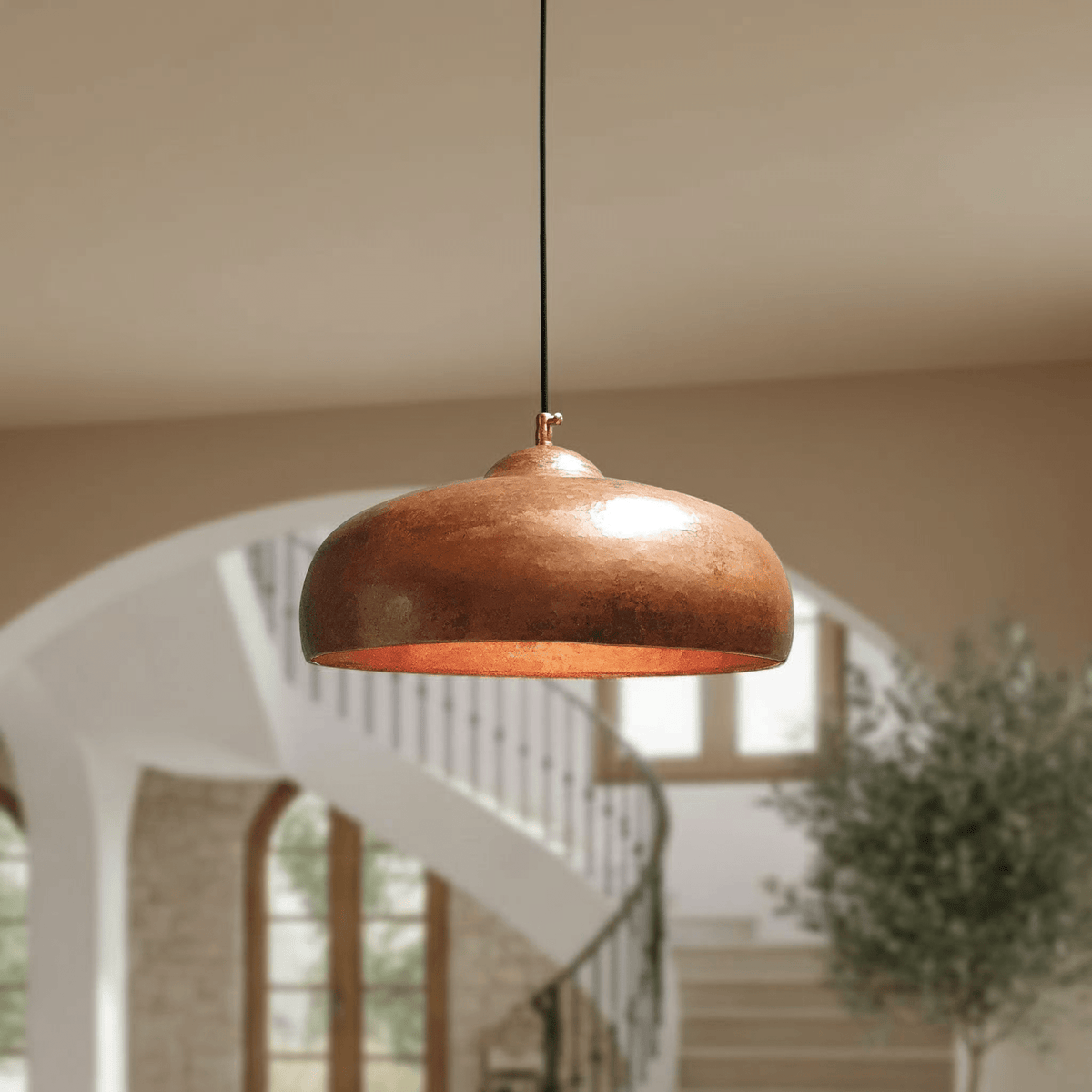 Rustic Copper Pendant Lights – Solid Dome Ceiling Fixtures for Kitchens - handcrafted luxury for kitchen and bathroom interiors by Brooklyn Brass