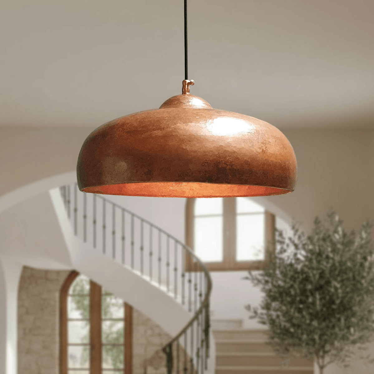 Rustic Copper Pendant Lights – Solid Dome Ceiling Fixtures for Kitchens - handcrafted luxury for kitchen and bathroom interiors by Brooklyn Brass