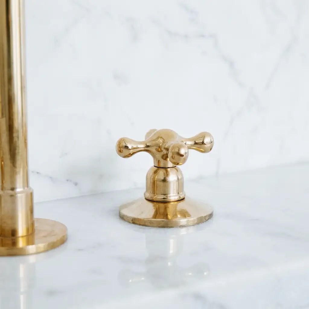 Snake Style Widespread 3 Holes Solid Unlacquered Brass Faucet - handcrafted luxury Kitchen Faucets for kitchen and bathroom interiors by Brooklyn Brass