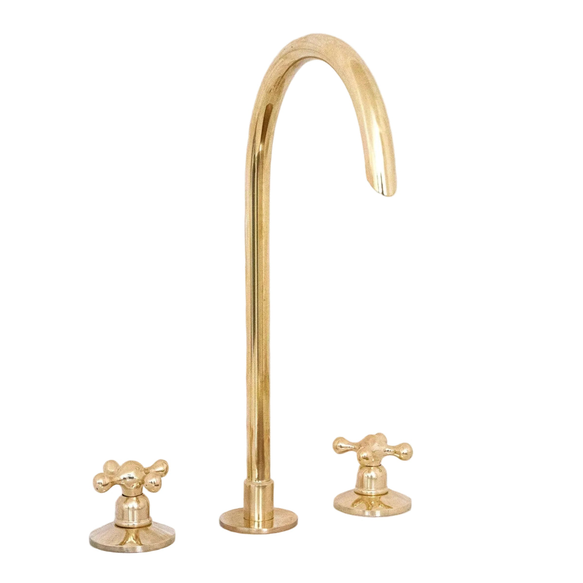 Snake Style Widespread 3 Holes Solid Unlacquered Brass Faucet - handcrafted luxury Kitchen Faucets for kitchen and bathroom interiors by Brooklyn Brass