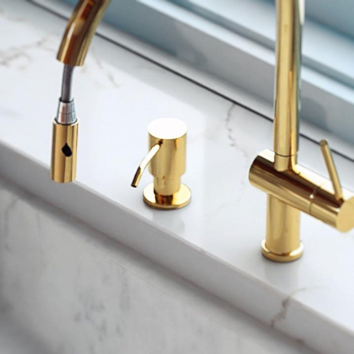 Soap Dispenser Set, Unlacquered Brass Soap Dispenser, Solid Brass Dish Soap Dispenser - handcrafted luxury Hardware and Drains for kitchen and bathroom interiors by Brooklyn Brass