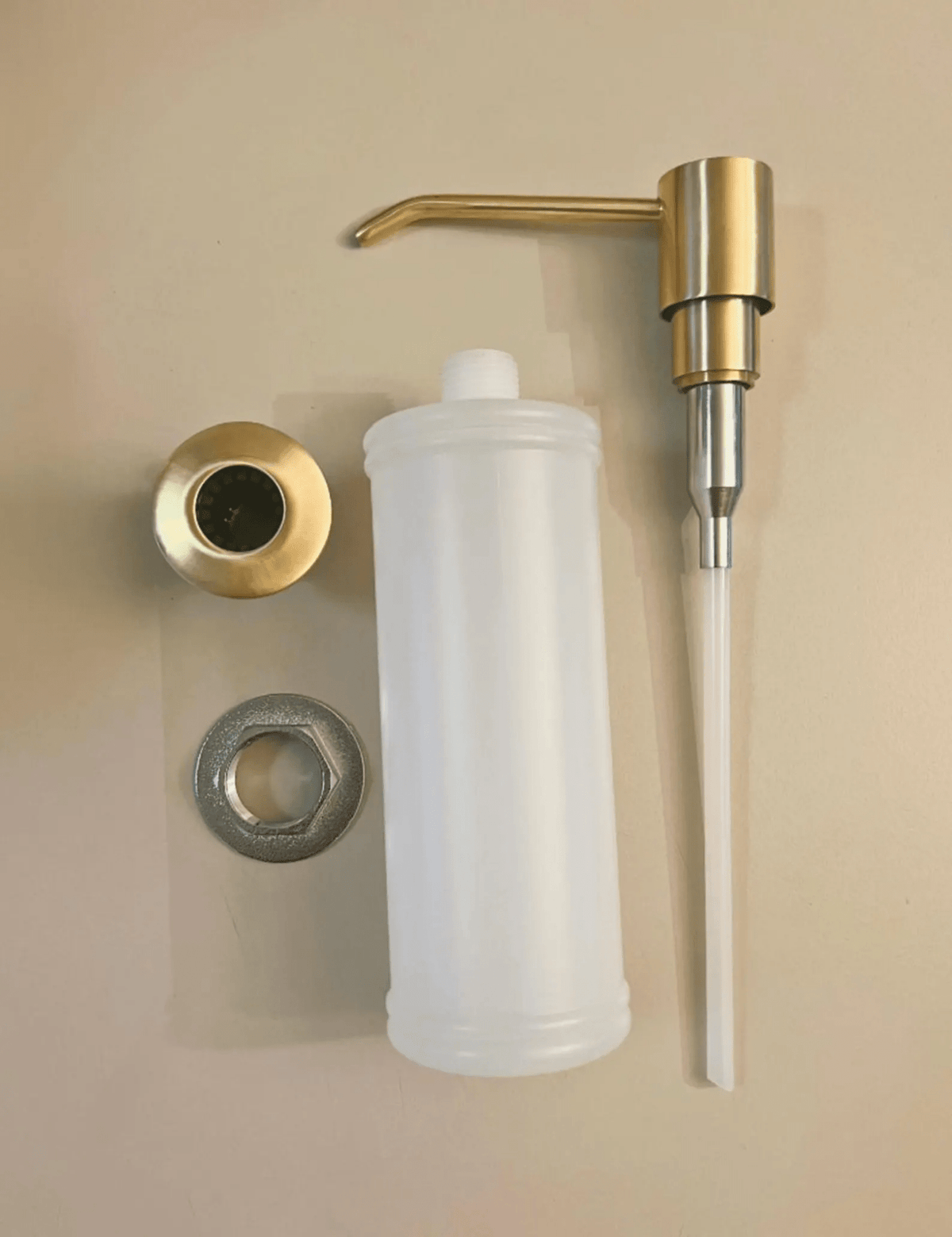 Soap Dispenser Set, Unlacquered Brass Soap Dispenser, Solid Brass Dish Soap Dispenser - handcrafted luxury Hardware and Drains for kitchen and bathroom interiors by Brooklyn Brass