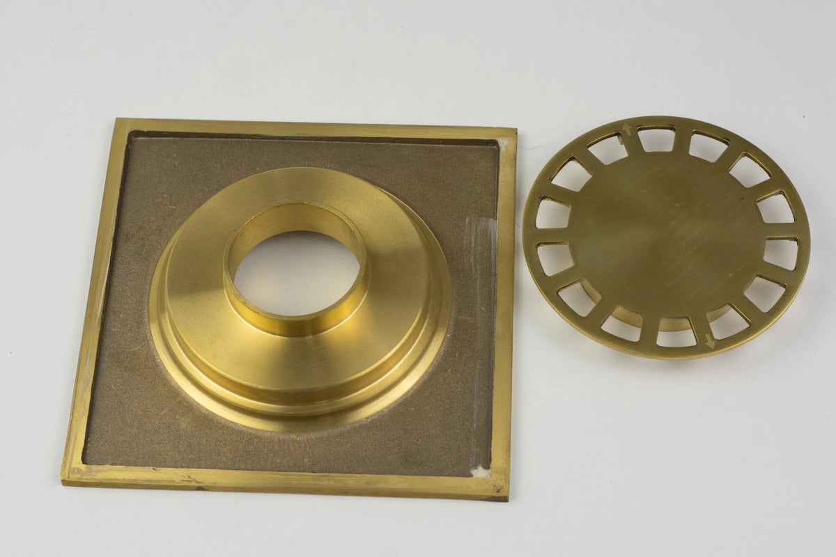 Solid Brass Floor Drain, Unlacquered Square Shower Drain - handcrafted luxury Hardware and Drains for kitchen and bathroom interiors by Brooklyn Brass