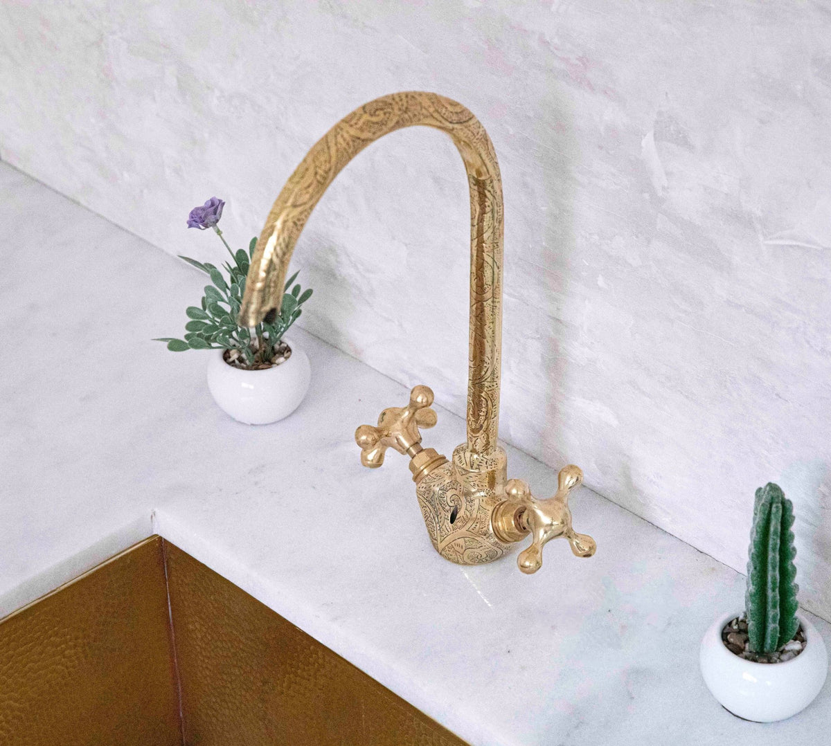 Solid Brass Gooseneck Faucet for Bathroom - handcrafted luxury Bathroom Faucets for kitchen and bathroom interiors by Brooklyn Brass