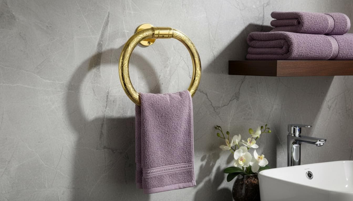 Solid Brass Hand - Engraved Moroccan Towel Ring Holder, Luxury Bath Accessory - handcrafted luxury for kitchen and bathroom interiors by Brooklyn Brass