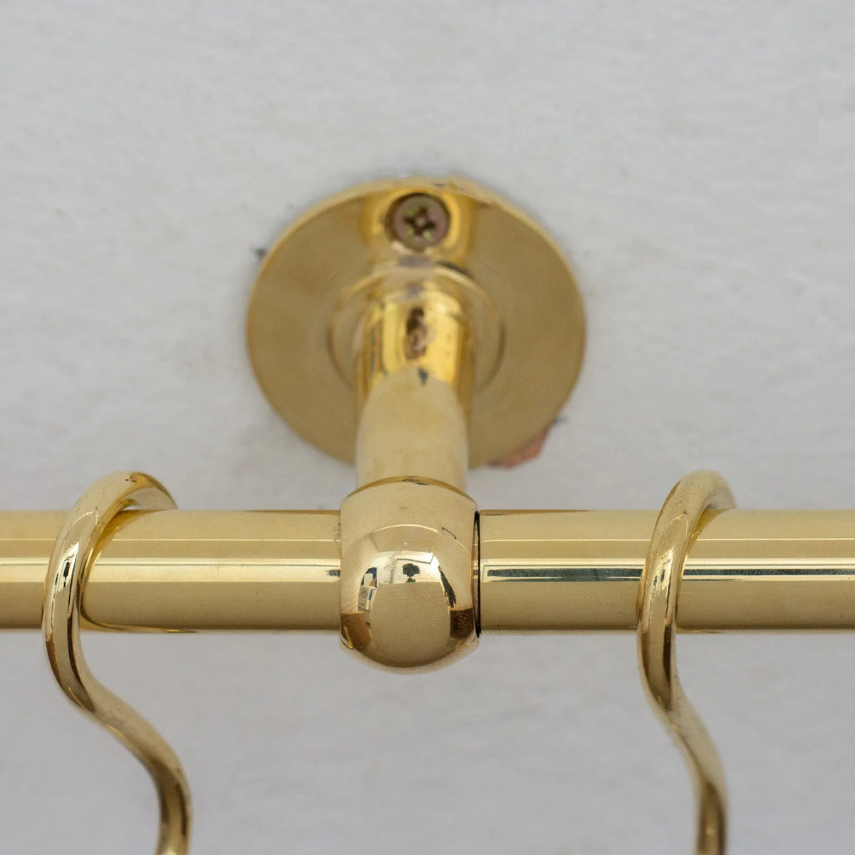 Solid Brass Pot Rail With Hooks, Unlacquered Brass Kitchen Pot Rack, Pot Hangers - handcrafted luxury Hardware and Drains for kitchen and bathroom interiors by Brooklyn Brass