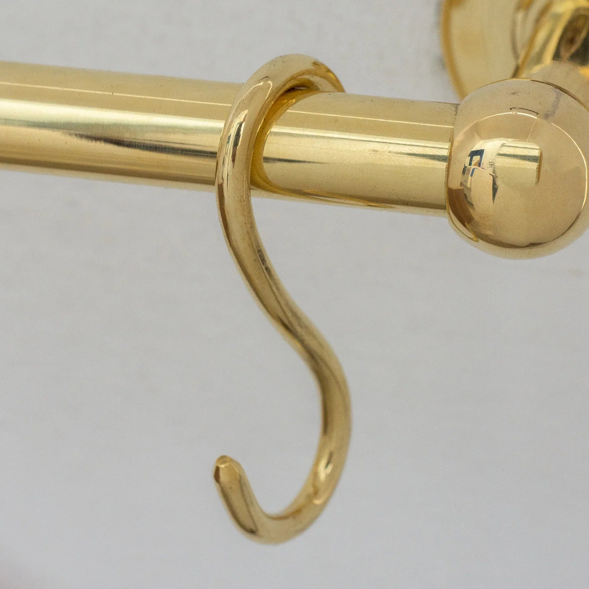 Solid Brass Pot Rail With Hooks, Unlacquered Brass Kitchen Pot Rack, Pot Hangers - handcrafted luxury Hardware and Drains for kitchen and bathroom interiors by Brooklyn Brass