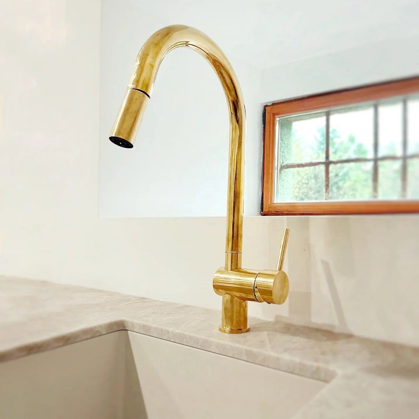 Solid Brass Pull Down Kitchen Faucet, Single Hole Kitchen Faucet - handcrafted luxury Kitchen Faucets for kitchen and bathroom interiors by Brooklyn Brass