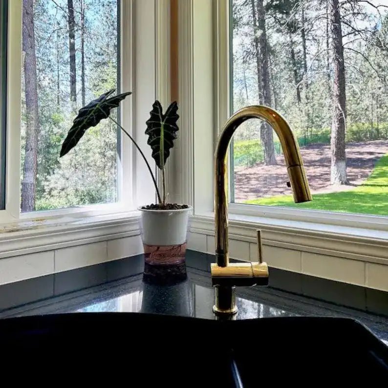 Solid Brass Pull Down Kitchen Faucet, Single Hole Kitchen Faucet - handcrafted luxury Kitchen Faucets for kitchen and bathroom interiors by Brooklyn Brass