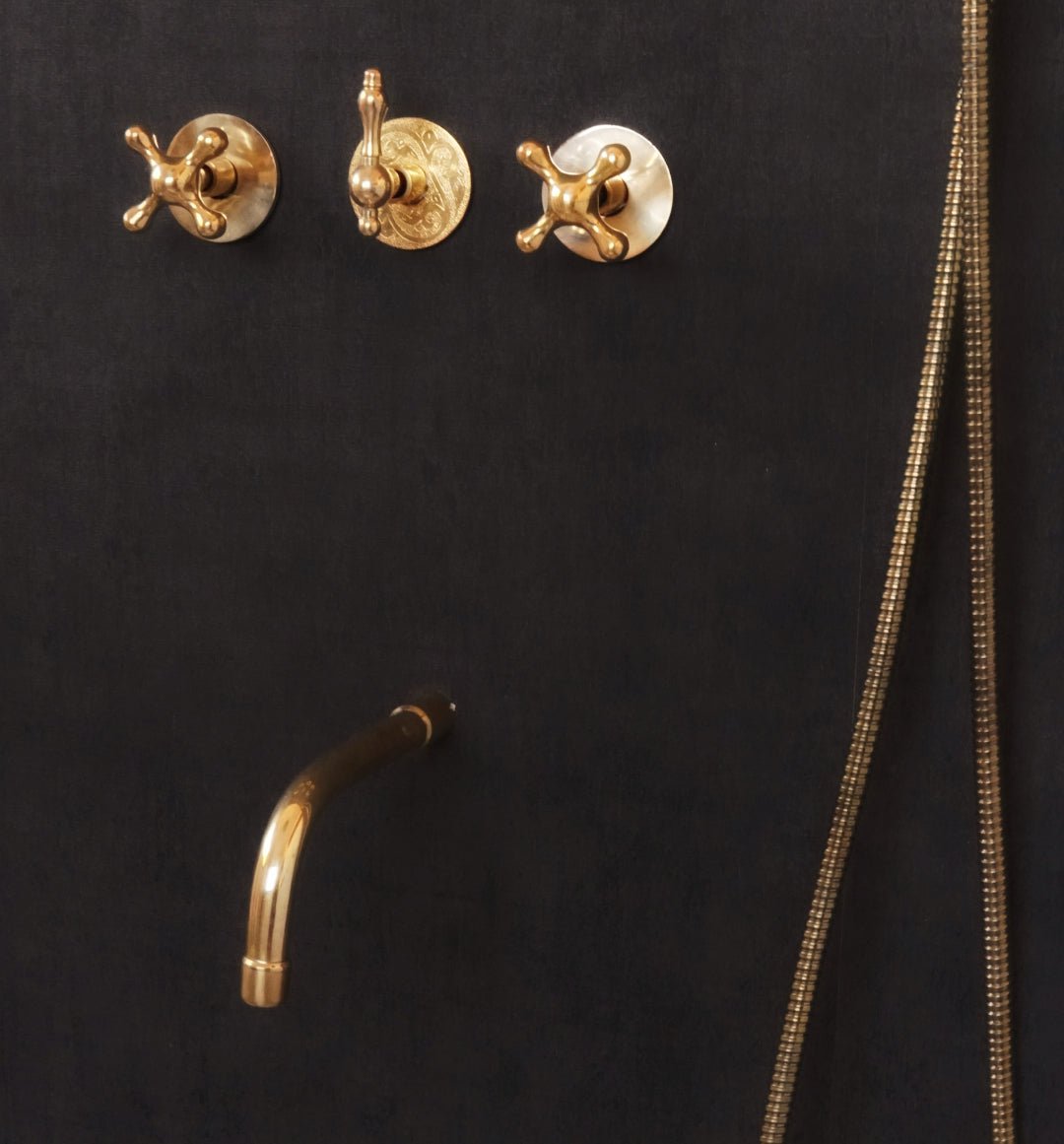 Solid Brass Rainfall Shower, Unlacquered Brass Shower Set - handcrafted luxury Showers for kitchen and bathroom interiors by Brooklyn Brass