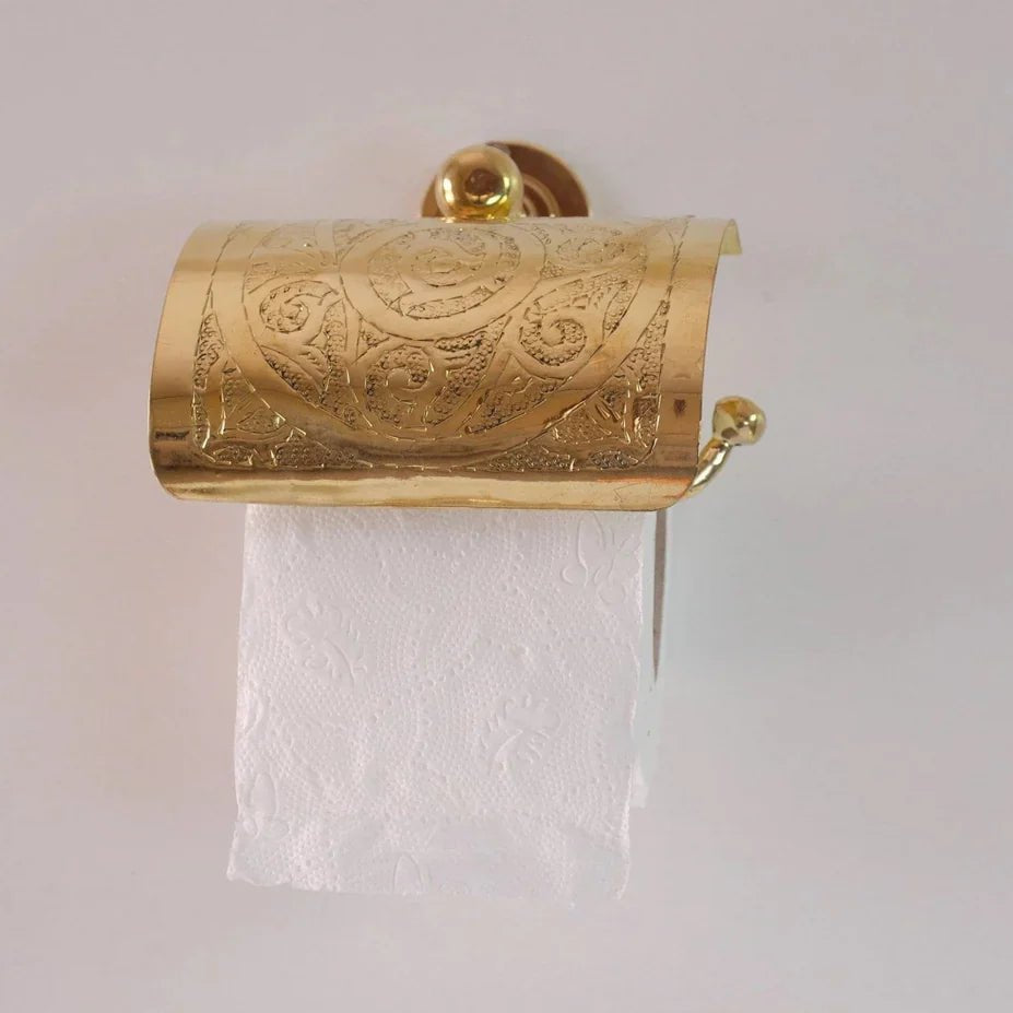 Solid Brass Toilet Paper Holder, Handcrafted Powder Room Roll Holder - handcrafted luxury Hardware and Drains for kitchen and bathroom interiors by Brooklyn Brass