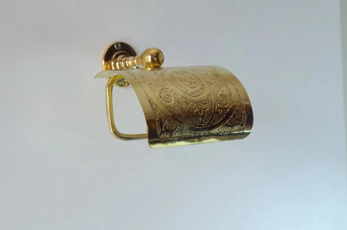Solid Brass Toilet Paper Holder, Handcrafted Powder Room Roll Holder - handcrafted luxury Hardware and Drains for kitchen and bathroom interiors by Brooklyn Brass