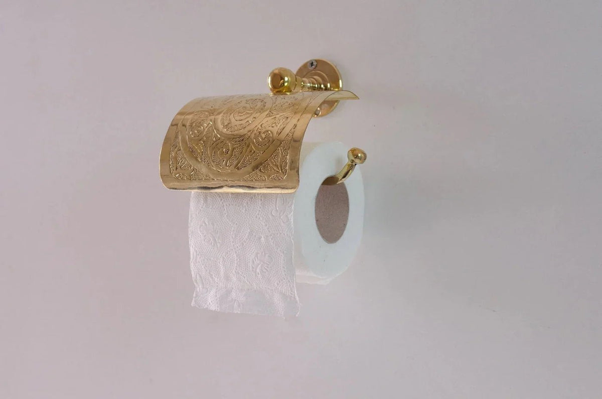 Solid Brass Toilet Paper Holder, Handcrafted Powder Room Roll Holder - handcrafted luxury Hardware and Drains for kitchen and bathroom interiors by Brooklyn Brass