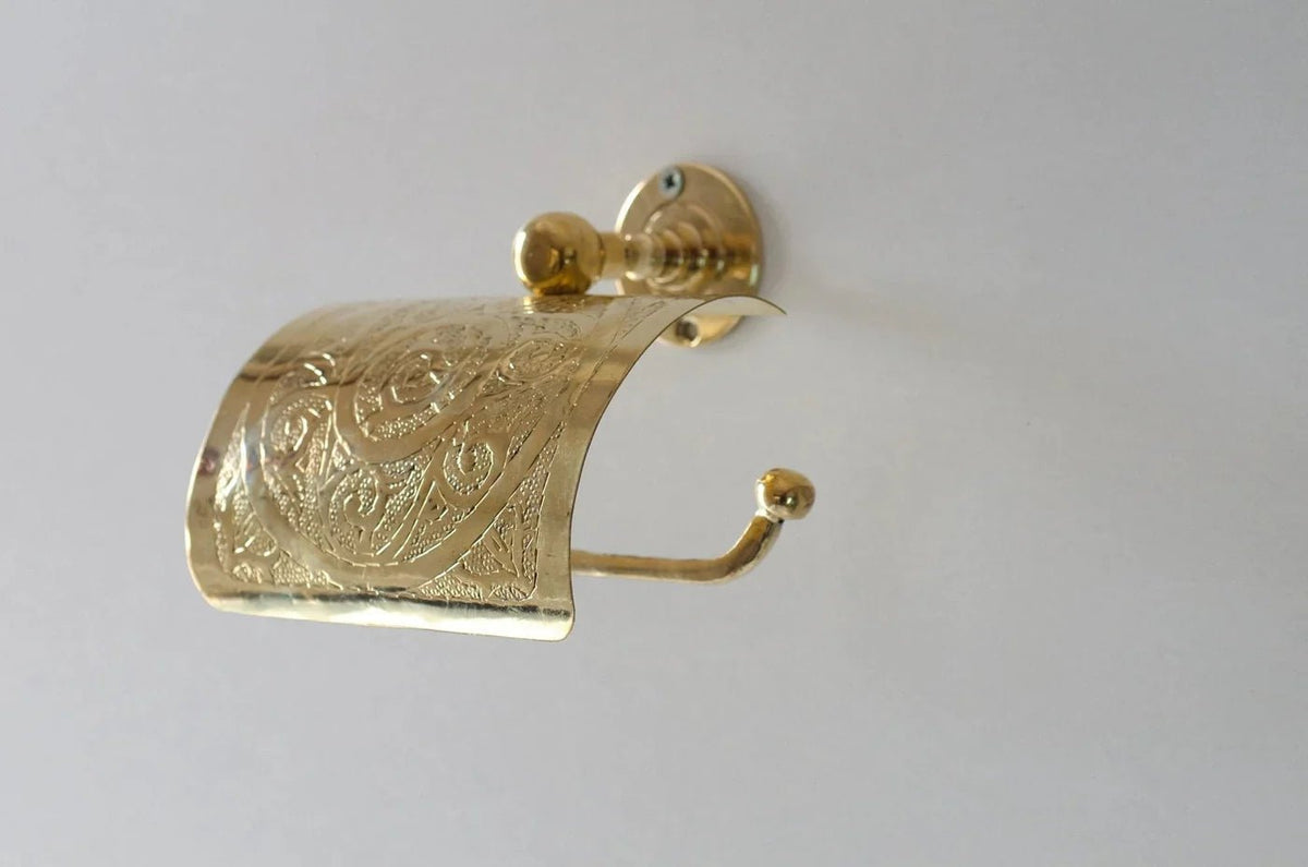 Solid Brass Toilet Paper Holder, Handcrafted Powder Room Roll Holder - handcrafted luxury Hardware and Drains for kitchen and bathroom interiors by Brooklyn Brass