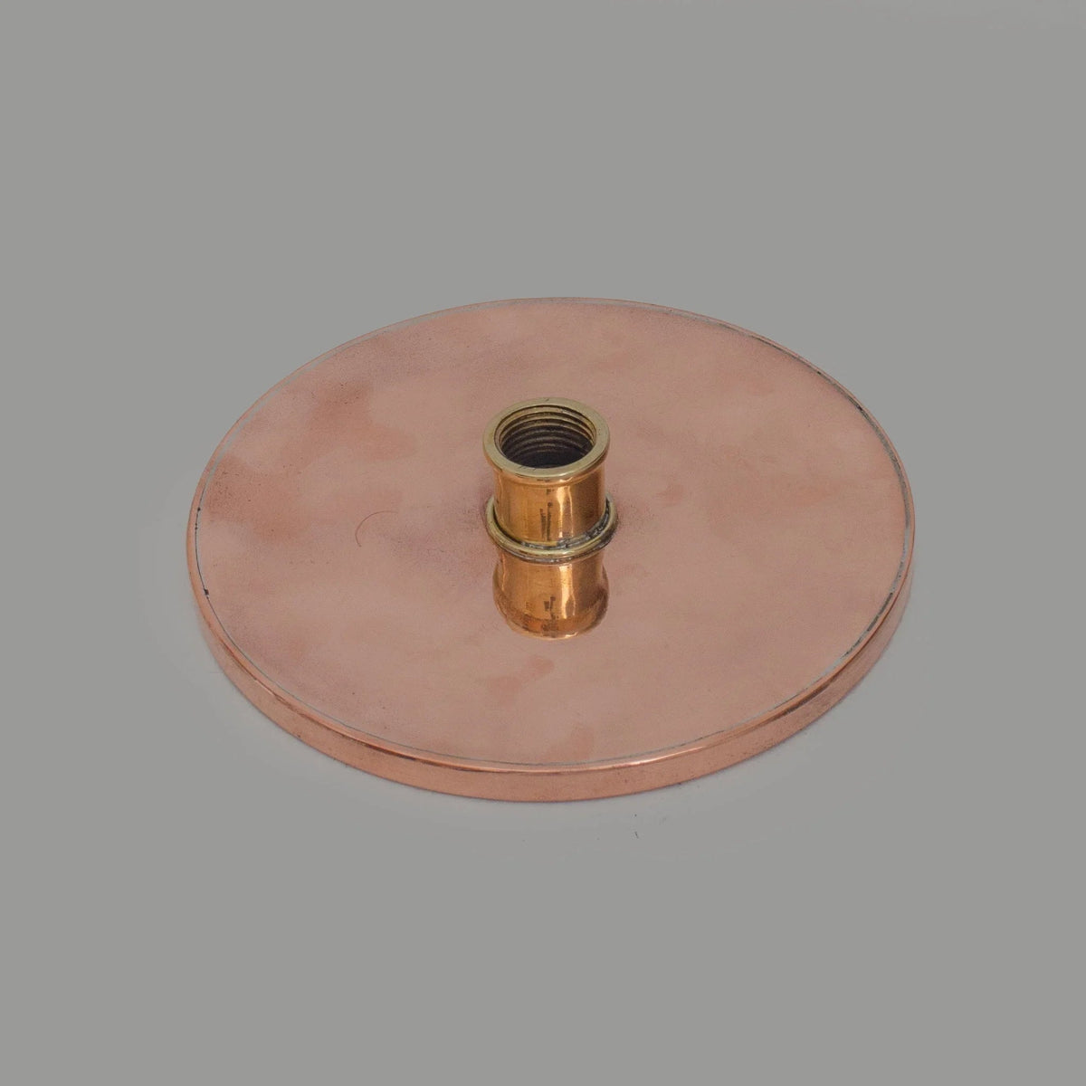 Solid Copper Rain Shower Head, Flat Round Vintage Showerhead, Works Outdoor - handcrafted luxury Shower Systems for kitchen and bathroom interiors by Brooklyn Brass