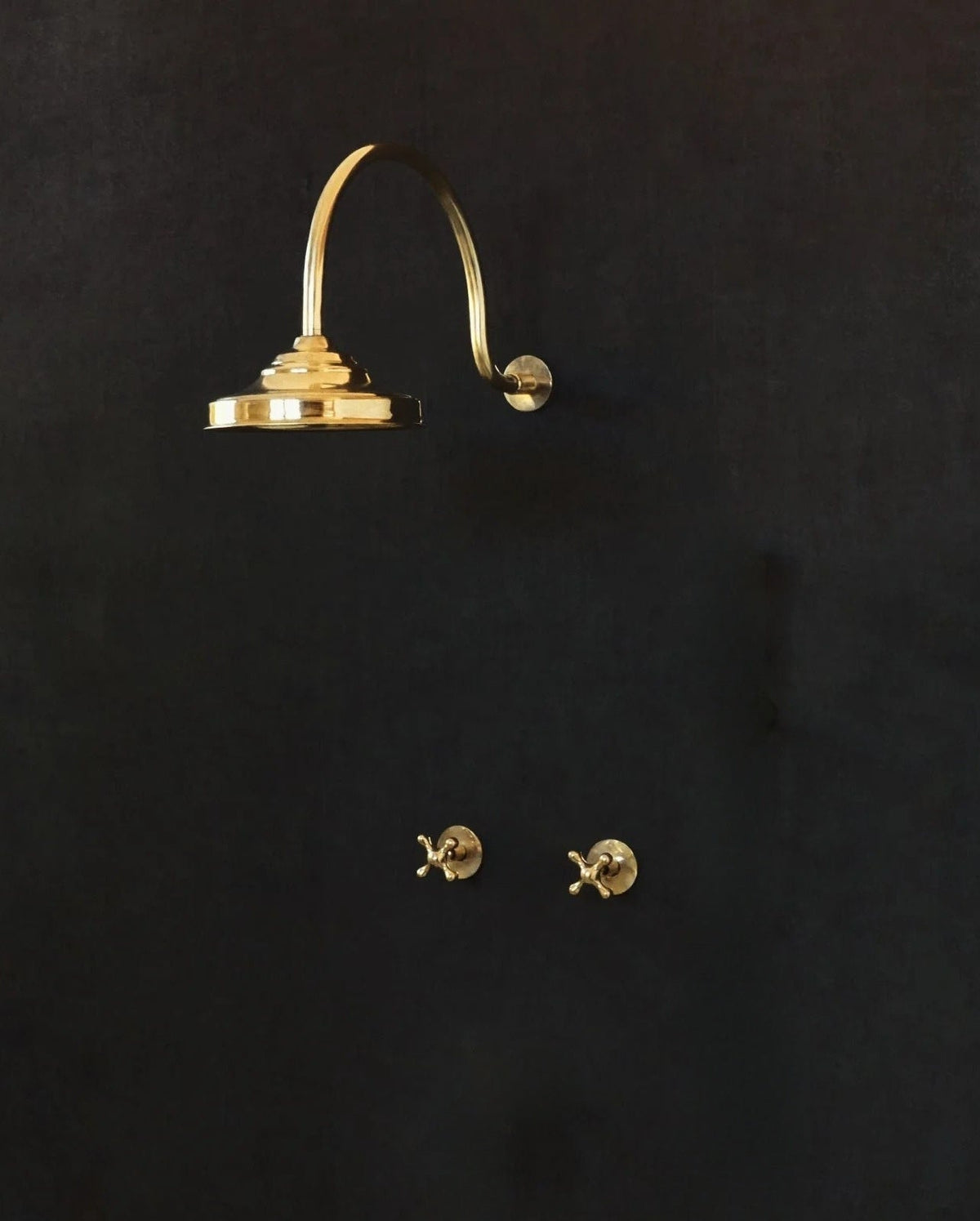 Solid Unalcquered Brass Concealed Shower – Rainfall Curved Head Shower - handcrafted luxury Showers for kitchen and bathroom interiors by Brooklyn Brass