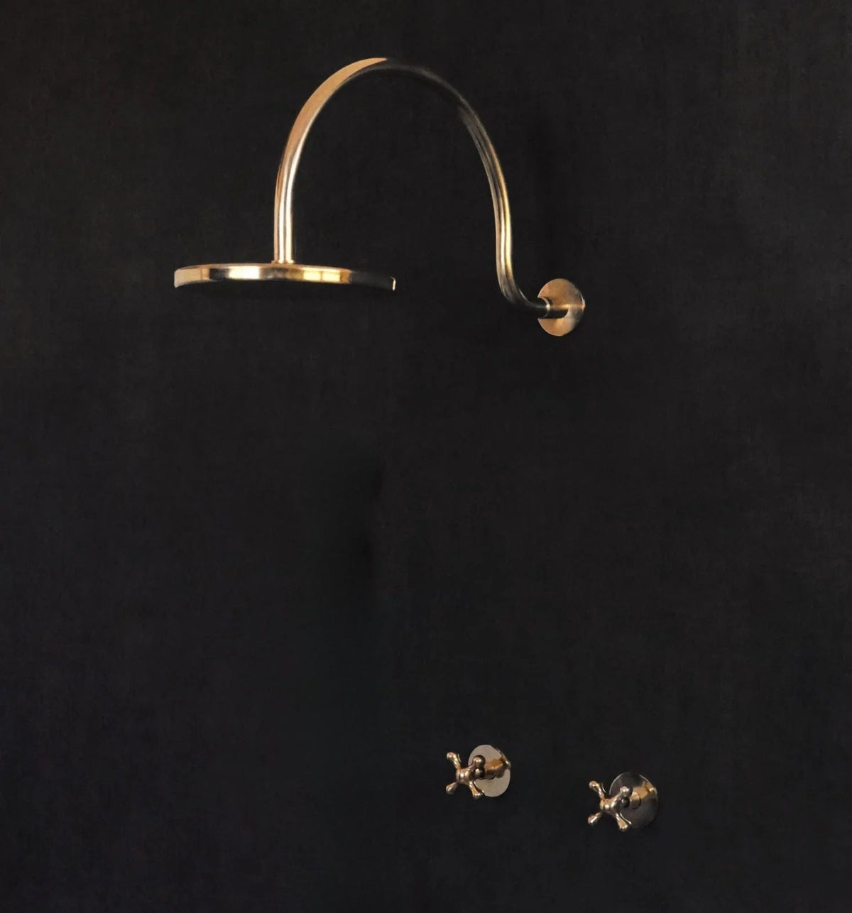 Solid Unalcquered Brass Concealed Shower – Rainfall Curved Head Shower - handcrafted luxury Showers for kitchen and bathroom interiors by Brooklyn Brass