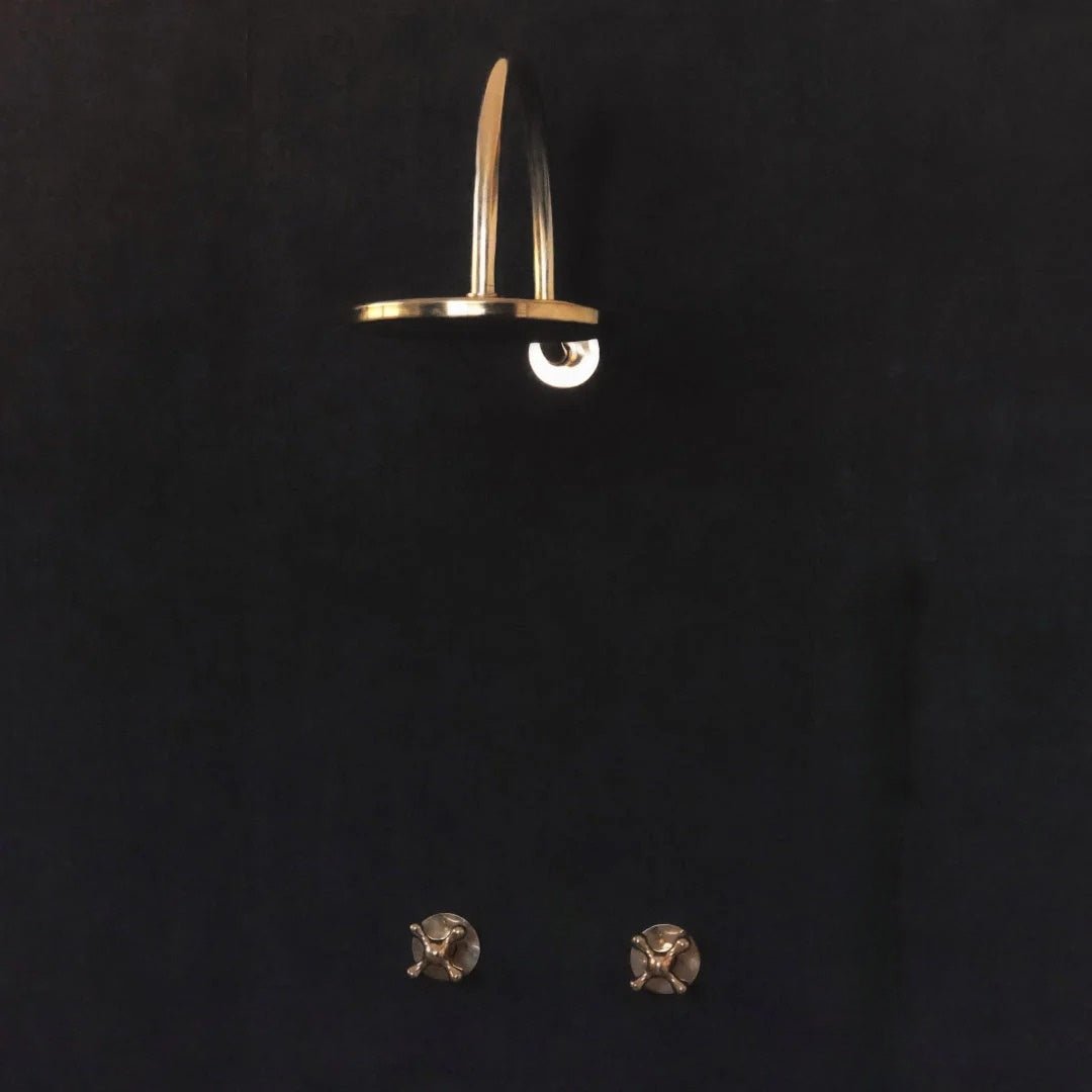 Solid Unalcquered Brass Concealed Shower – Rainfall Curved Head Shower - handcrafted luxury Showers for kitchen and bathroom interiors by Brooklyn Brass