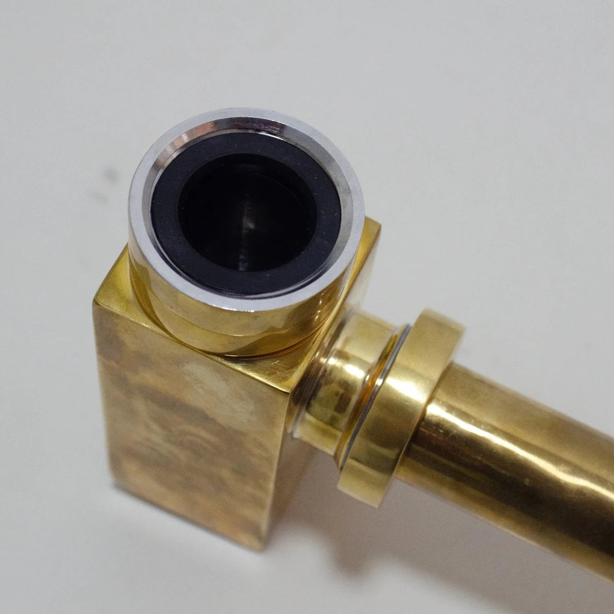 Solid Unlacquered Brass P - trap and Sink Stopper, Push Up Button, Pop Up Drain, Brass Water Trap - handcrafted luxury Hardware and Drains for kitchen and bathroom interiors by Brooklyn Brass