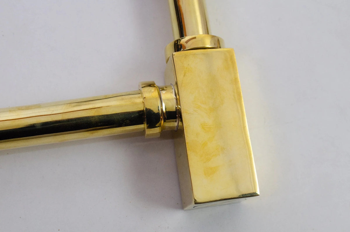 Solid Unlacquered Brass P - trap and Sink Stopper, Push Up Button, Pop Up Drain, Brass Water Trap - handcrafted luxury Hardware and Drains for kitchen and bathroom interiors by Brooklyn Brass