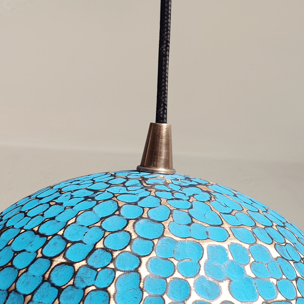 Turquoise Patina Brass Pendant – Dome Ceiling Light for Rustic Interiors - handcrafted luxury for kitchen and bathroom interiors by Brooklyn Brass