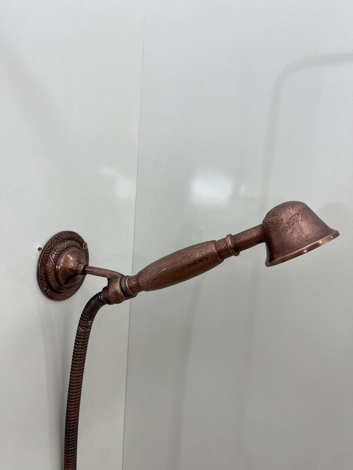 Unlacquered Aged Copper Shower System with Handheld - Aged Copper Exposed Shower - handcrafted luxury Shower Systems for kitchen and bathroom interiors by Brooklyn Brass