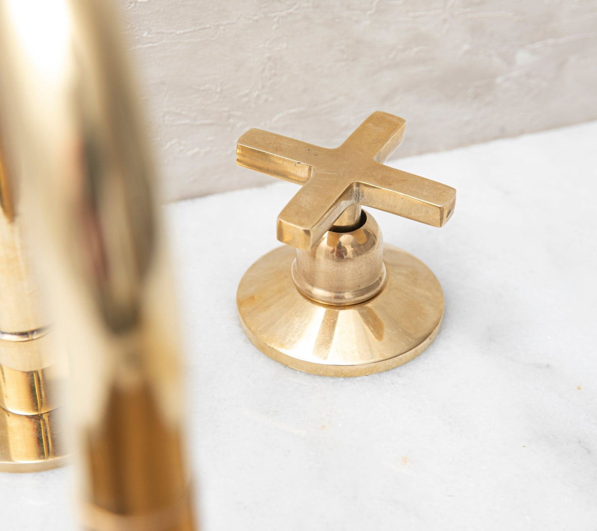 Unlacquered Brass 3 Holes Widespread Faucet - Deck Mount Brass Bathroom Tap - handcrafted luxury Bathroom Faucets for kitchen and bathroom interiors by Brooklyn Brass