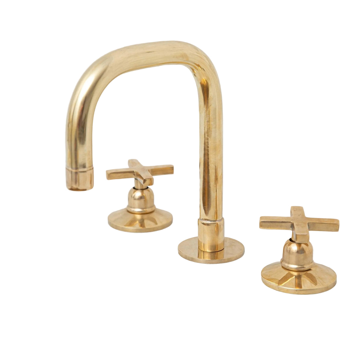 Unlacquered Brass 3 Holes Widespread Faucet - Deck Mount Brass Bathroom Tap - handcrafted luxury Bathroom Faucets for kitchen and bathroom interiors by Brooklyn Brass