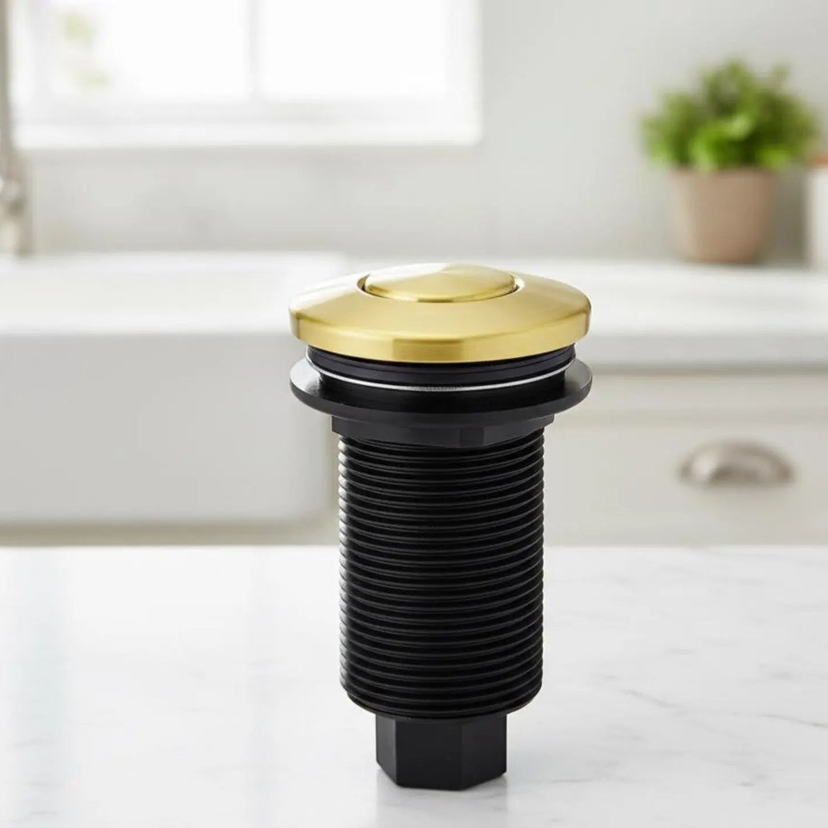 Unlacquered Brass Air Switch Kit for Garbage Disposal - handcrafted luxury Hardware and Drains for kitchen and bathroom interiors by Brooklyn Brass