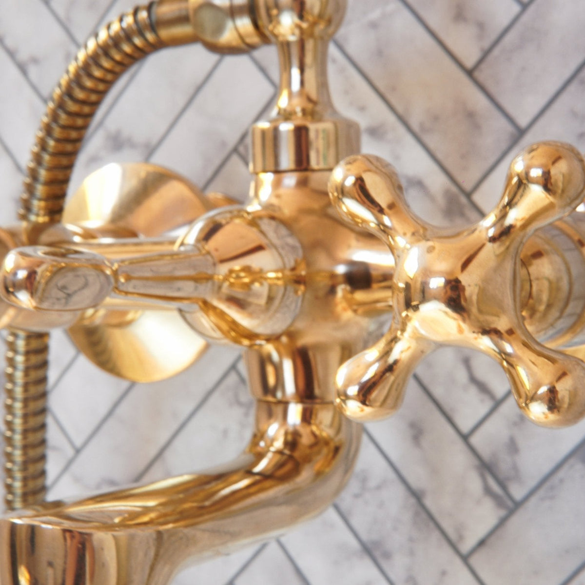Unlacquered Brass Bath Tub Filler, Brass Wall mounted Tub Filler - handcrafted luxury Showers for kitchen and bathroom interiors by Brooklyn Brass