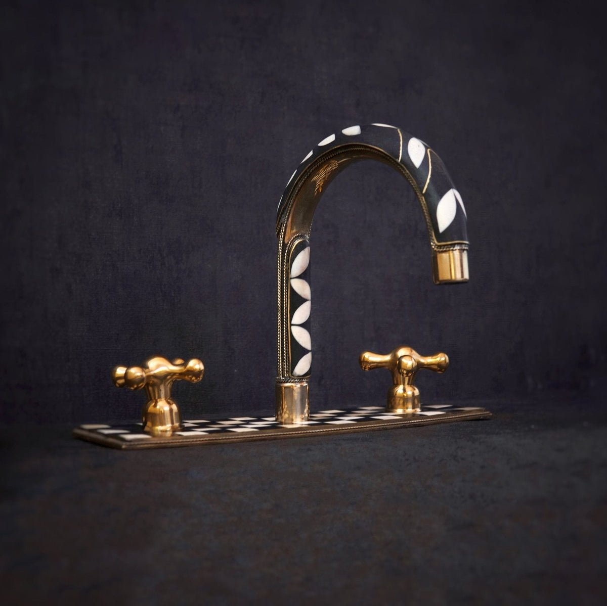 Unlacquered Brass Bathroom 3 Holes Faucet, Resin Vanity Faucet - handcrafted luxury Bathroom Faucets for kitchen and bathroom interiors by Brooklyn Brass
