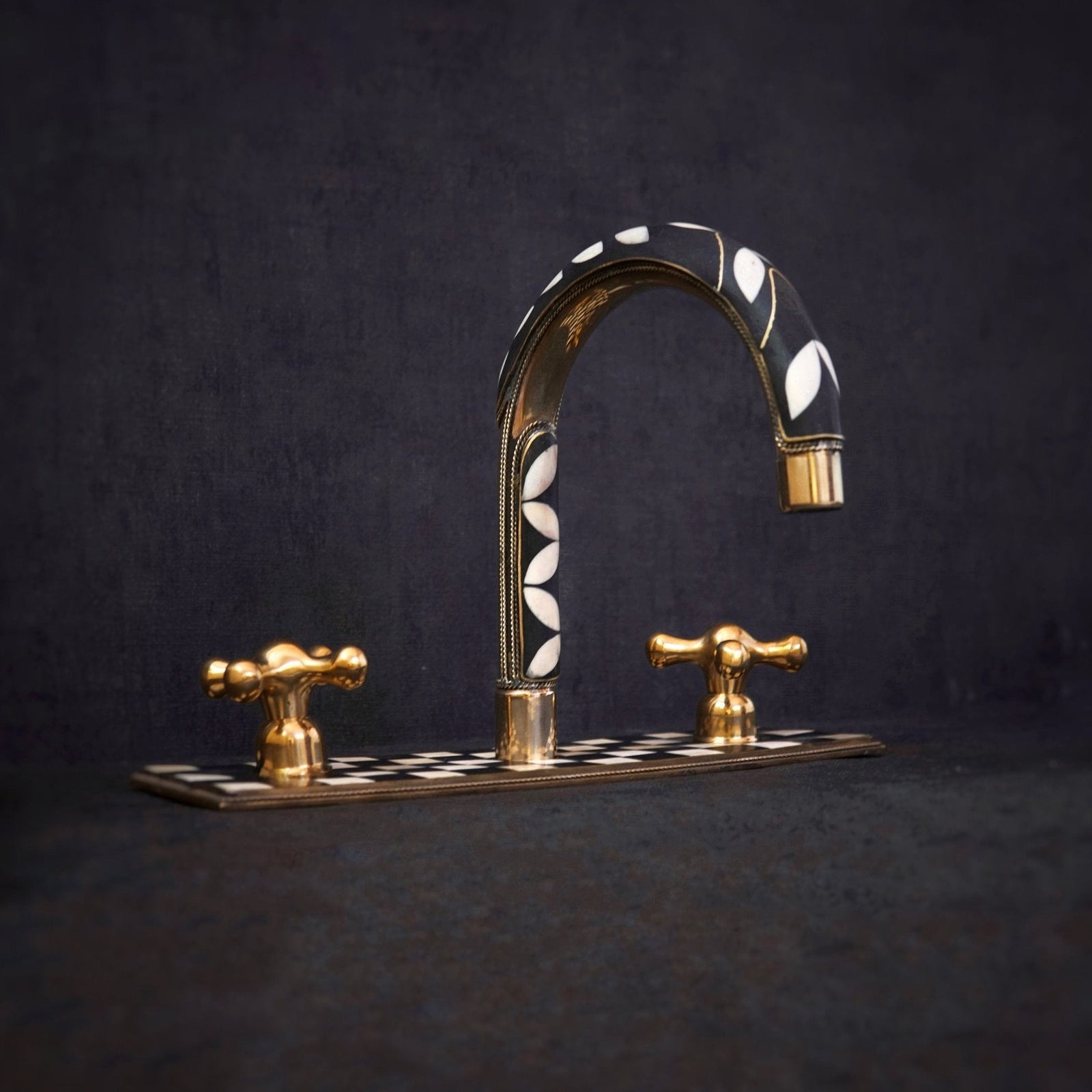 Unlacquered Brass Bathroom 3 Holes Faucet, Resin Vanity Faucet - handcrafted luxury Bathroom Faucets for kitchen and bathroom interiors by Brooklyn Brass