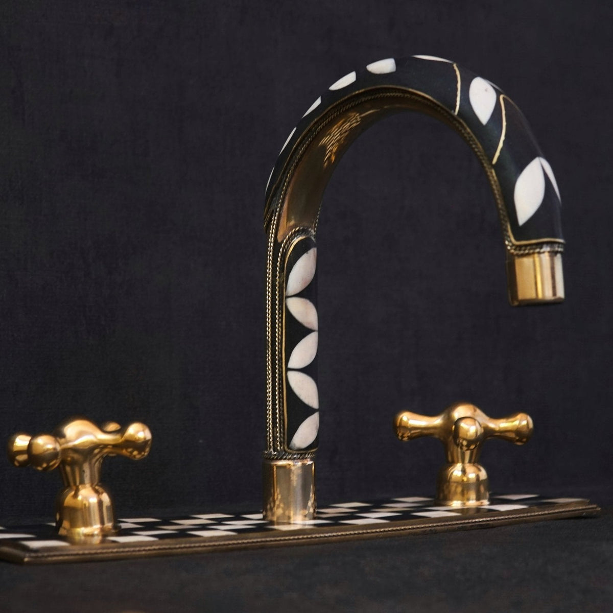 Unlacquered Brass Bathroom 3 Holes Faucet, Resin Vanity Faucet - handcrafted luxury Bathroom Faucets for kitchen and bathroom interiors by Brooklyn Brass