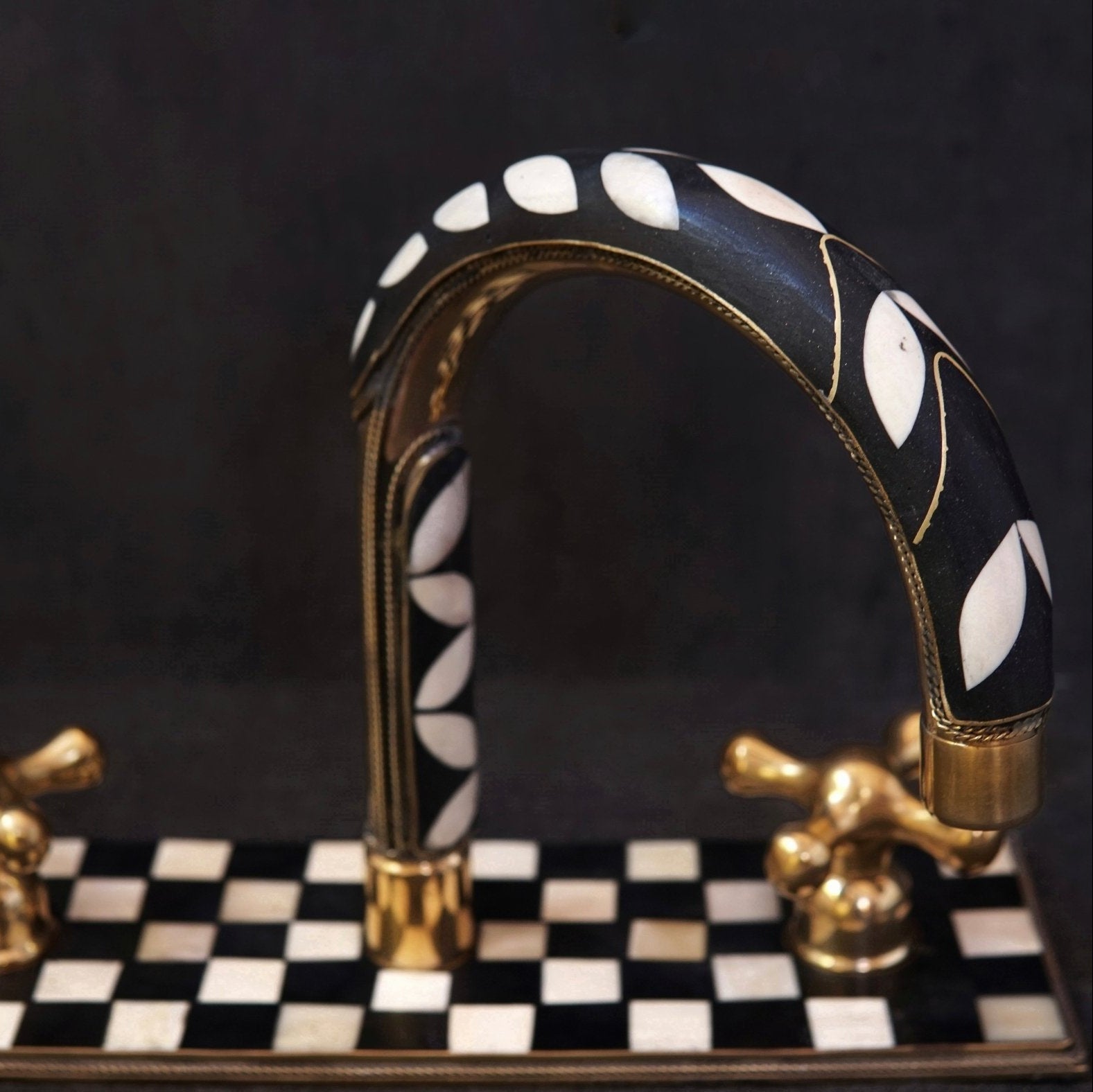 Unlacquered Brass Bathroom 3 Holes Faucet, Resin Vanity Faucet - handcrafted luxury Bathroom Faucets for kitchen and bathroom interiors by Brooklyn Brass