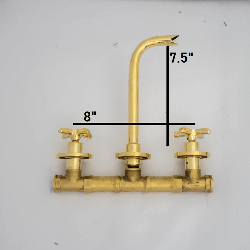 Unlacquered Brass Bathroom Faucet - Antique Brass Wall Mount Faucet - handcrafted luxury Bathroom Faucets for kitchen and bathroom interiors by Brooklyn Brass