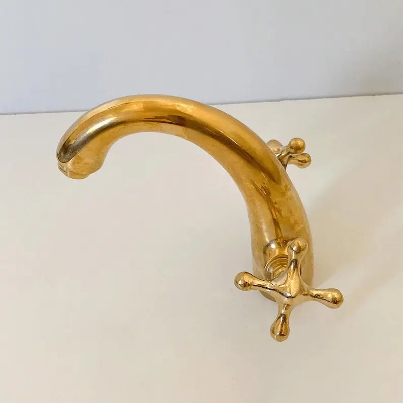 Unlacquered Brass Bathroom Vanity Faucet - handcrafted luxury Bathroom Faucets for kitchen and bathroom interiors by Brooklyn Brass
