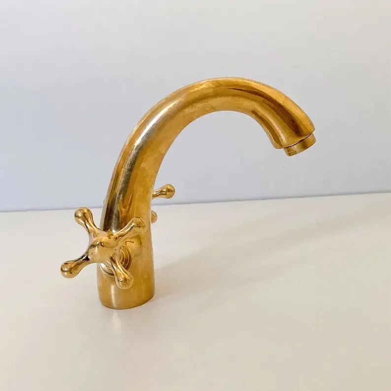 Unlacquered Brass Bathroom Vanity Faucet - handcrafted luxury Bathroom Faucets for kitchen and bathroom interiors by Brooklyn Brass