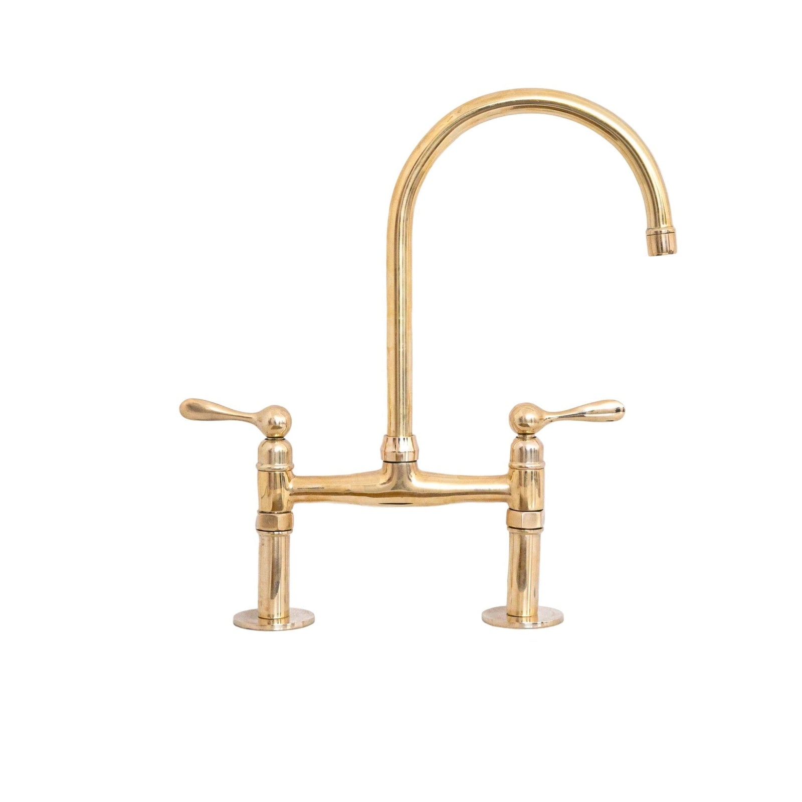 Unlacquered Brass Bridge Kitchen Faucet - Solid Brass Kitchen Tap - handcrafted luxury Kitchen Faucets for kitchen and bathroom interiors by Brooklyn Brass