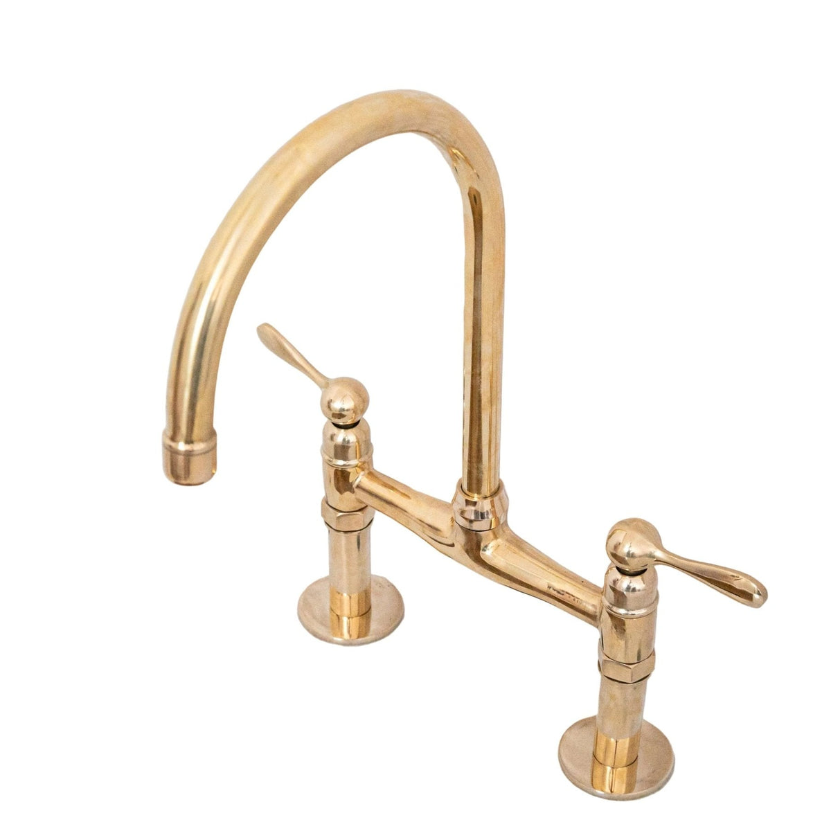 Unlacquered Brass Bridge Kitchen Faucet - Solid Brass Kitchen Tap - handcrafted luxury Kitchen Faucets for kitchen and bathroom interiors by Brooklyn Brass