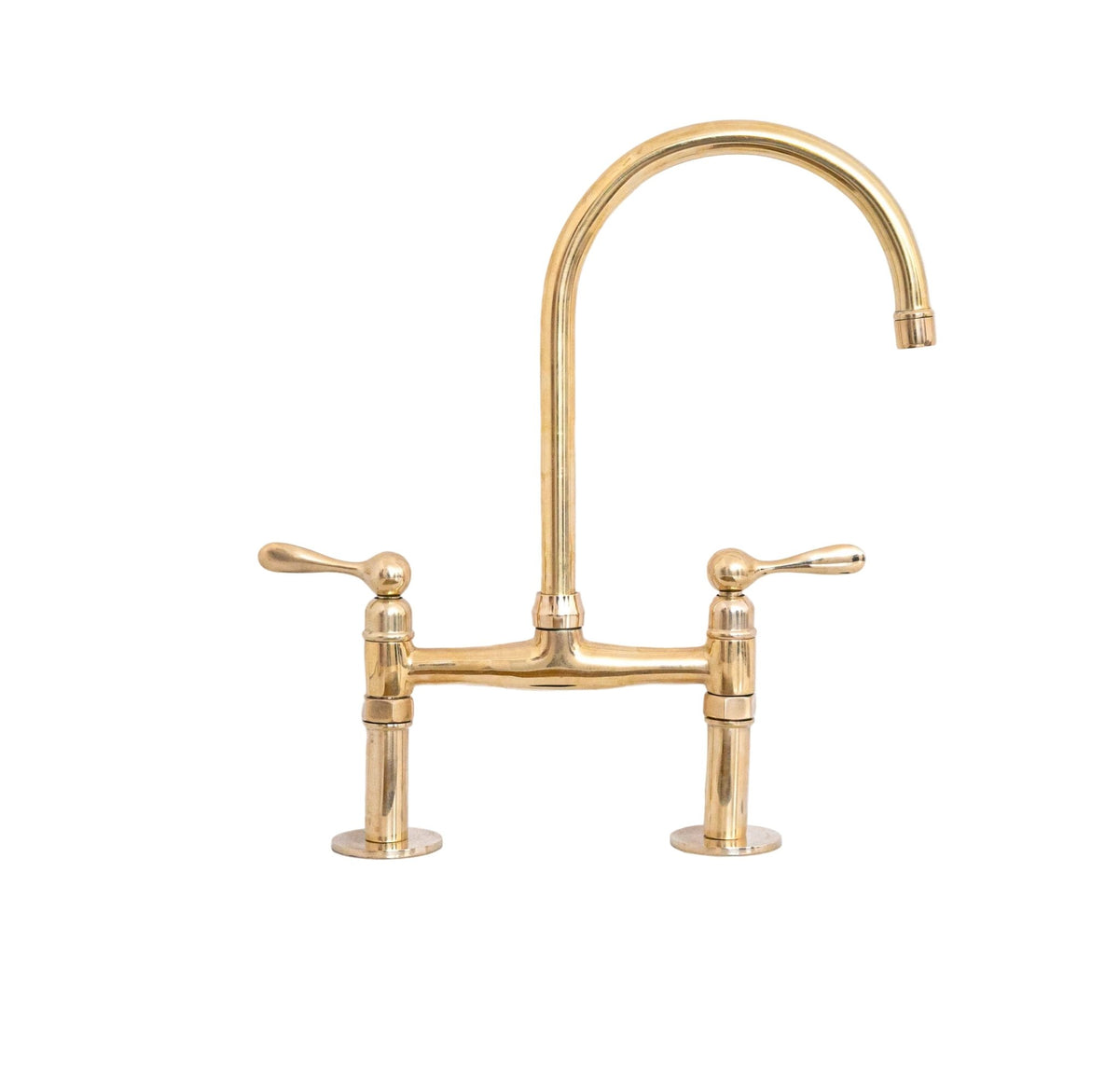 Unlacquered Brass Bridge Kitchen Faucet - Solid Brass Kitchen Tap - handcrafted luxury Kitchen Faucets for kitchen and bathroom interiors by Brooklyn Brass