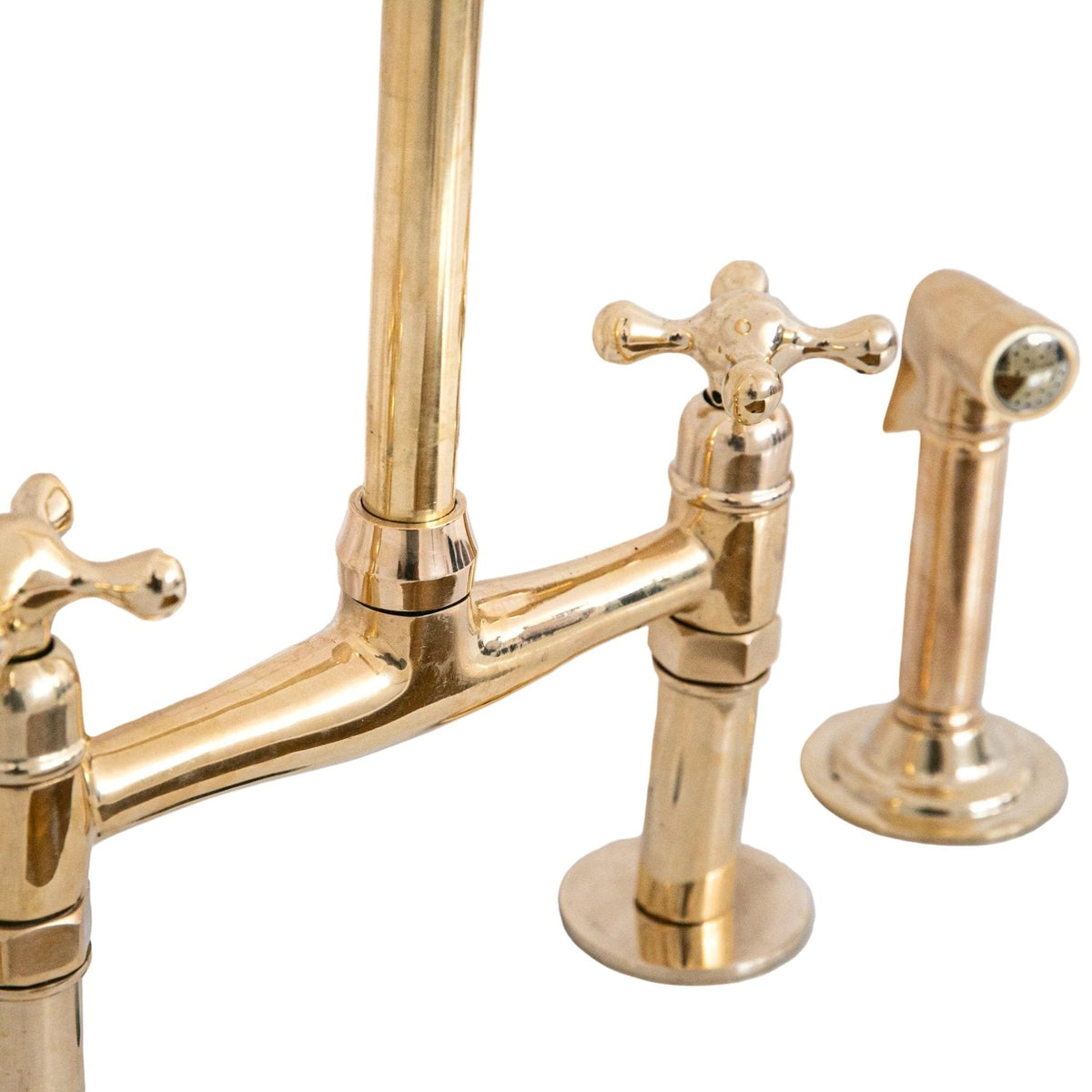 Unlacquered Brass Bridge Kitchen Faucet - Solid Brass Kitchen Tap - handcrafted luxury Kitchen Faucets for kitchen and bathroom interiors by Brooklyn Brass